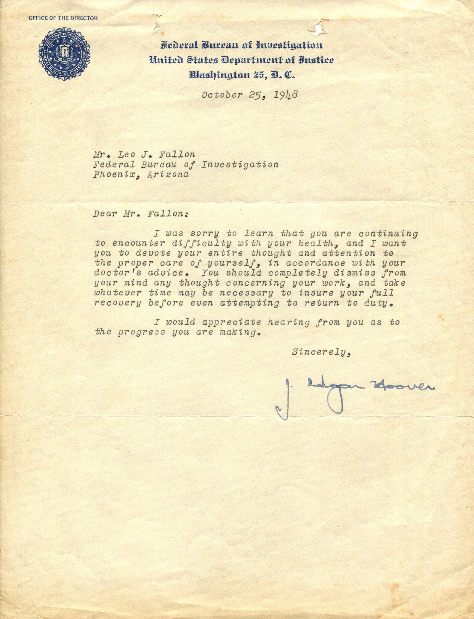 HOOVER J. EDGAR: (1895-1972) (1 of 1)