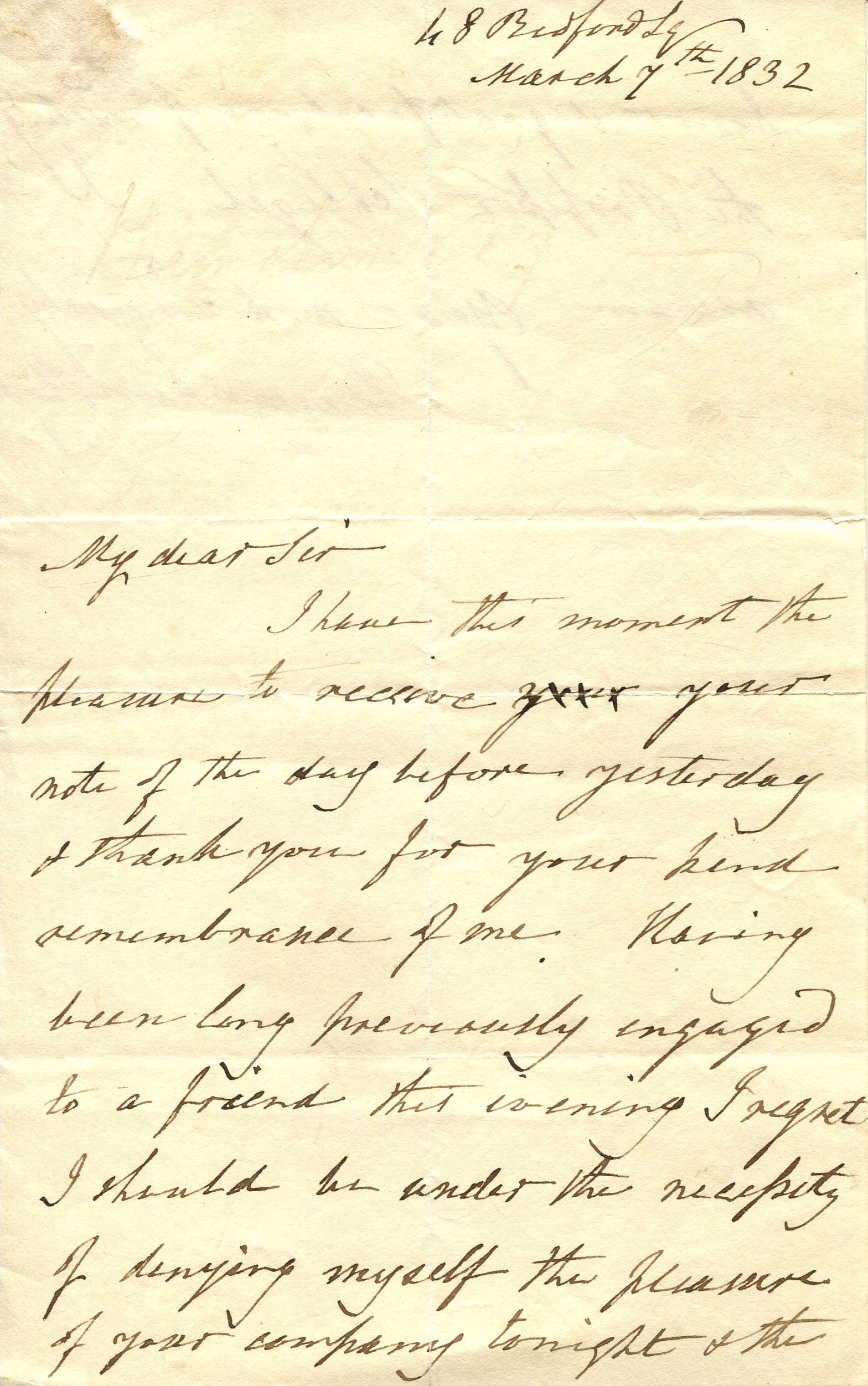 ROY RAJA RAM MOHAN: (1772-1833): ROY RAJA RAM MOHAN: (1772-1833) Indian social reformer and writer, known as the ´Father of the Indian Renaissance´. A rare A.L.S., Rammohun Roy, two pages, 8vo, Bedford Square (London), 7th