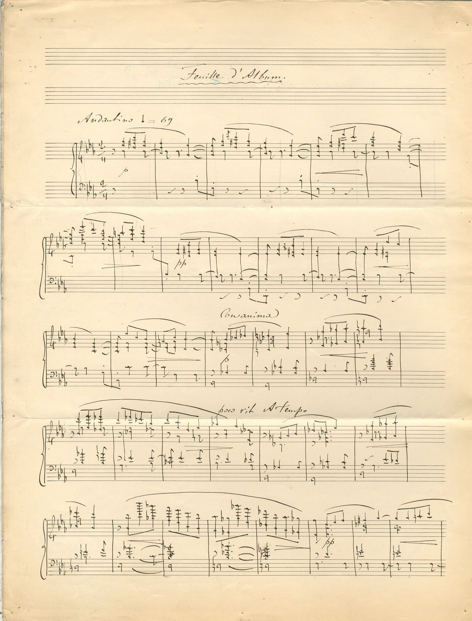 CUI CESAR: (1835-1918): CUI CESAR: (1835-1918) Russian Composer, a member of The Five Group. Professor, Engineer and General. An exceptional A.M.M.S., `C. Cui´, two pages, folio, [1886], to the inner pages of a bifolium
