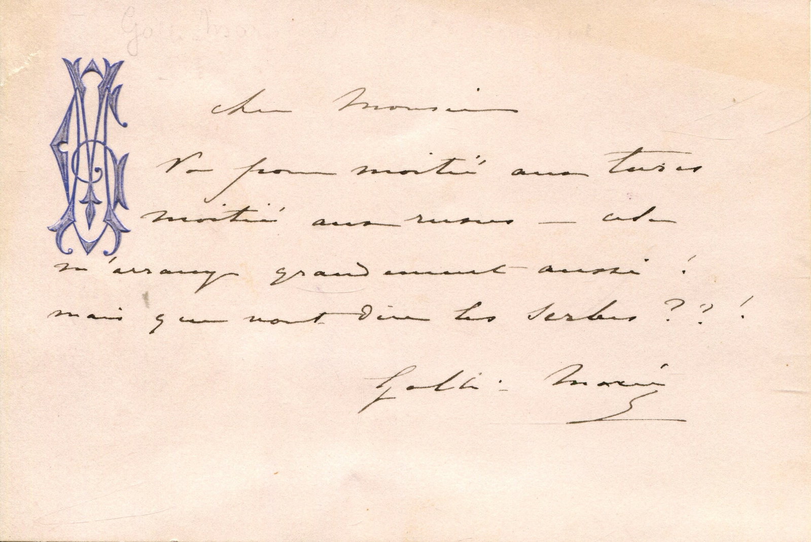 GALLI-MARI? C?LESTINE: (1840-1905): GALLI-MARIÉ CÉLESTINE: (1840-1905) French mezzo-soprano, famous for creating the title role in Georges Bizet´s opera Carmen (1875). A.L.S., Galli-Marié, to the recto of her