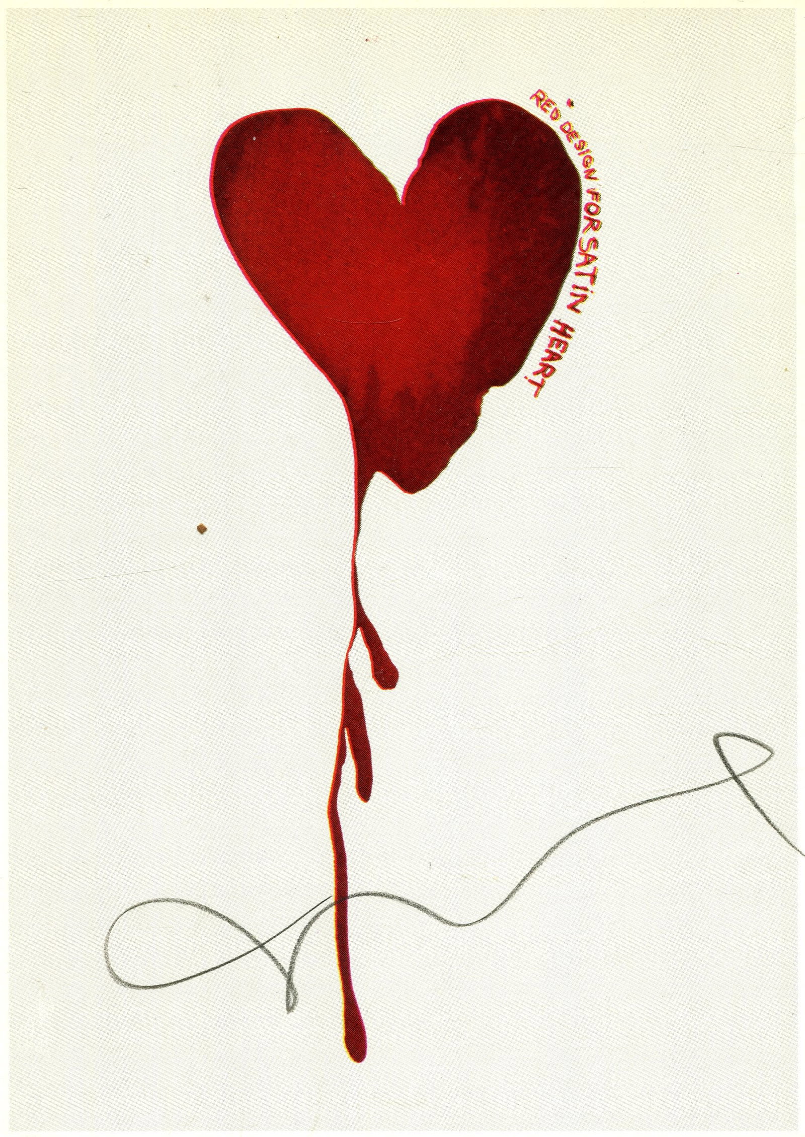 DINE JIM: (1935- ): DINE JIM: (1935- ) American artist. Signed colour 4 x 6 postcard photograph, being a reproduction of his work entitled Red Design for Satin Heart. Signed by Dine in black ink with his name alone to a