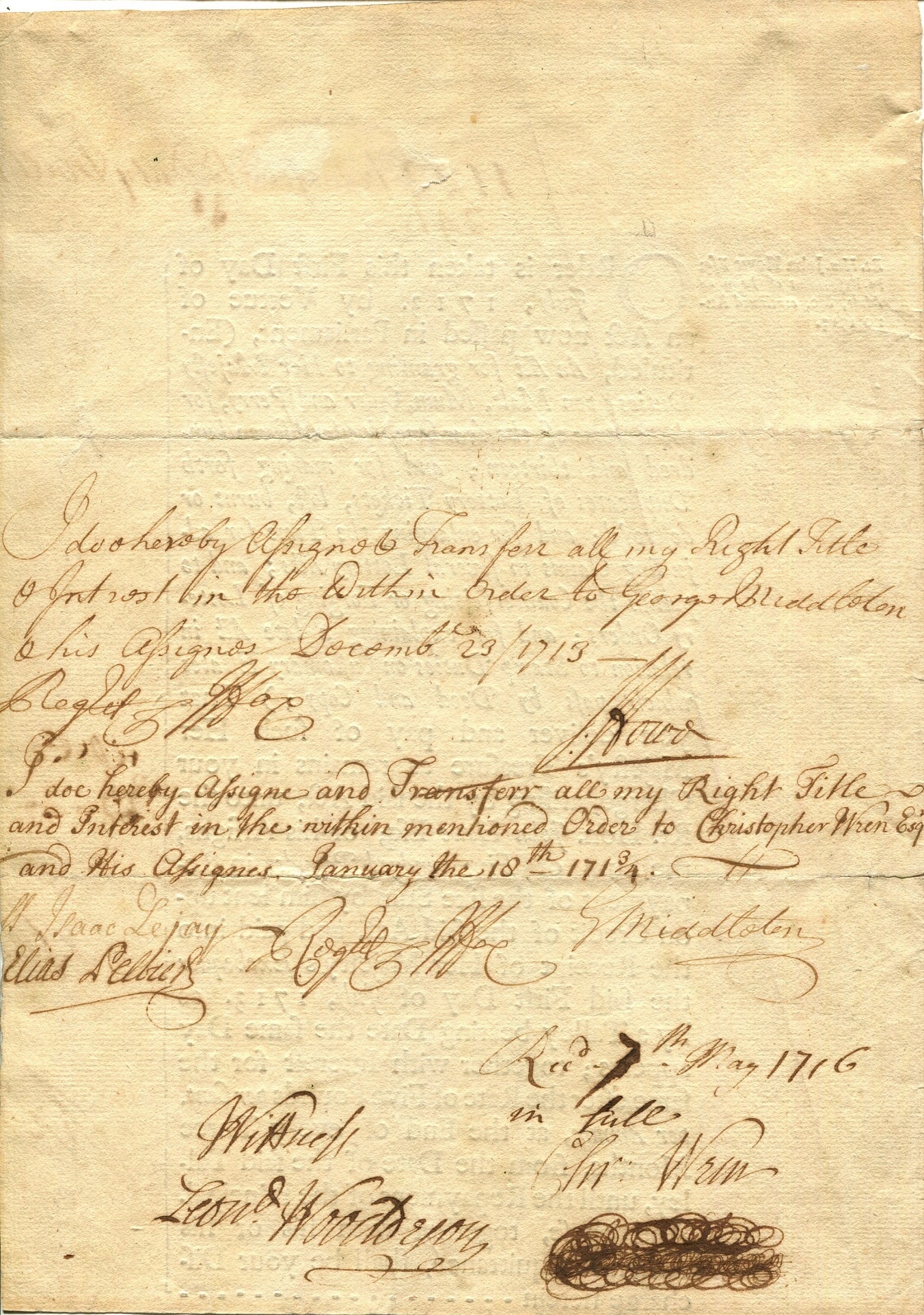 WREN CHRISTOPHER: (1632-1723) - 2