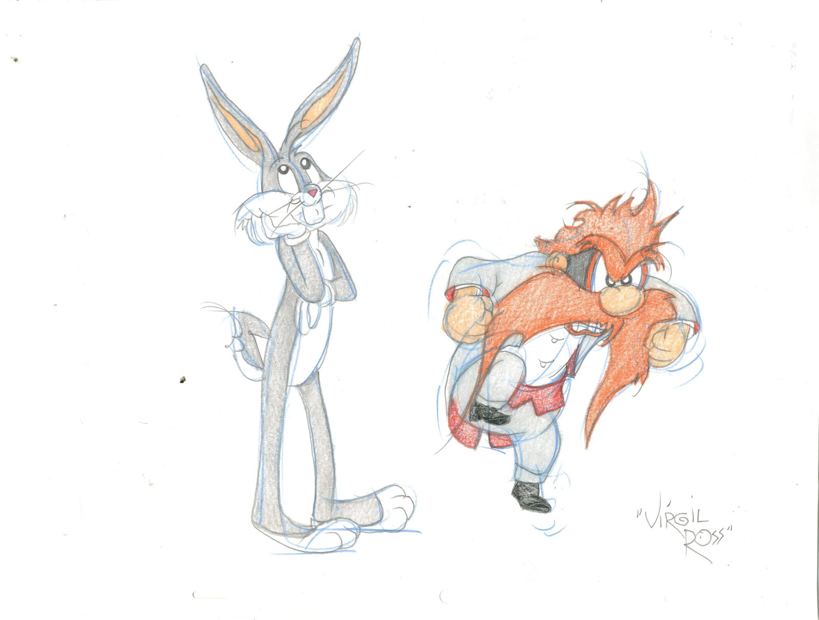 ROSS VIRGIL: (1907-1996): ROSS VIRGIL: (1907-1996) American cartoonist and animator, best known for his collaboration with Friz Freleng and for animating many of the Warner Bros. cartoons, particularly those featuring Bugs Bun