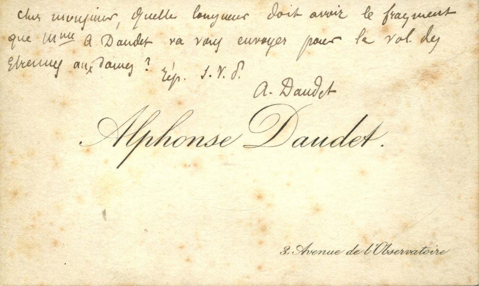 DAUDET ALPHONSE: (1840-1897) (1 of 1)
