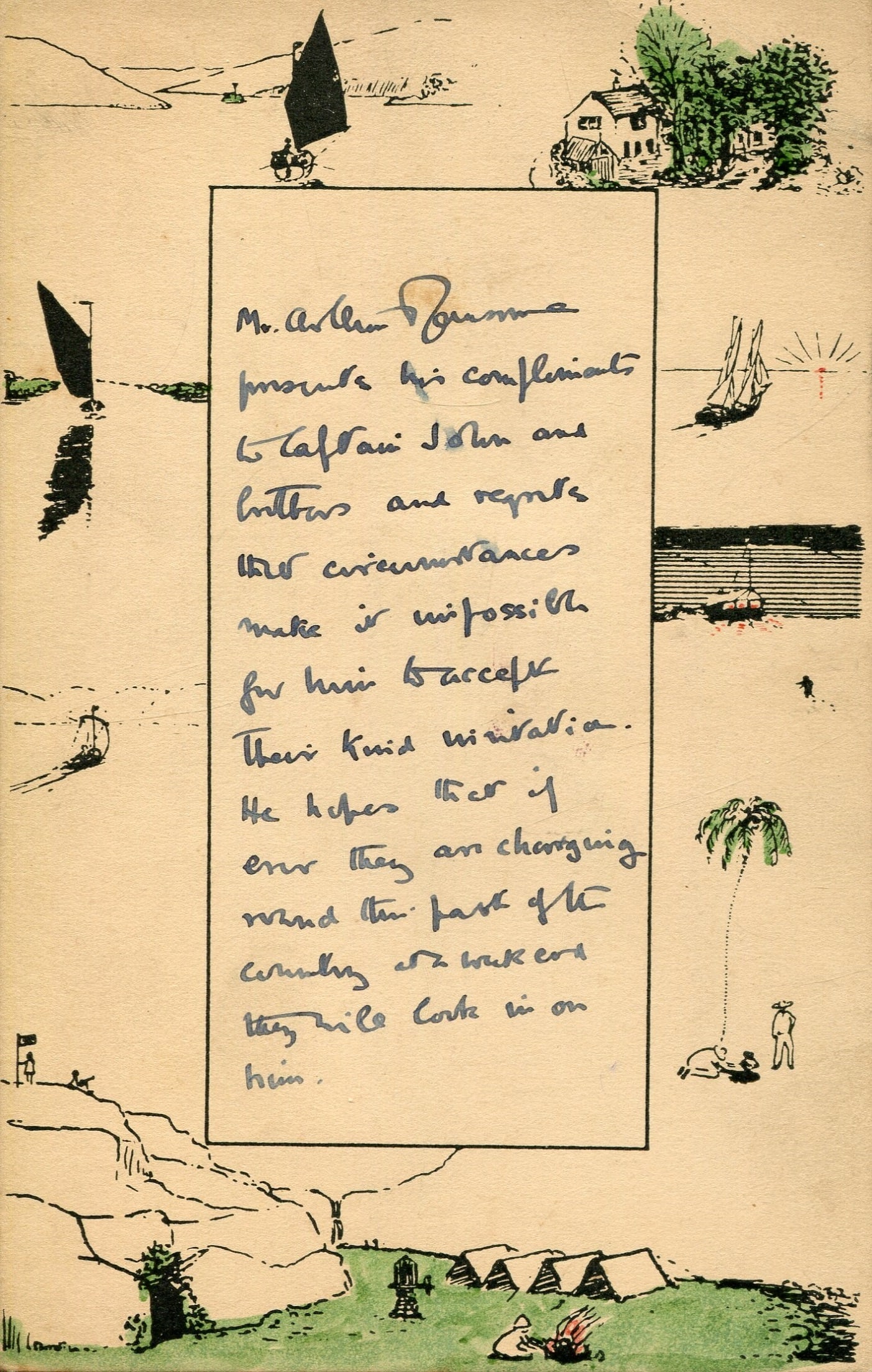 RANSOME ARTHUR: (1884-1967): RANSOME ARTHUR: (1884-1967) English author and journalist, best known for writing and illustrating the Swallows and Amazons series of children's books. Attractive A.L.S., Mr. Arthur Ransome, in the th