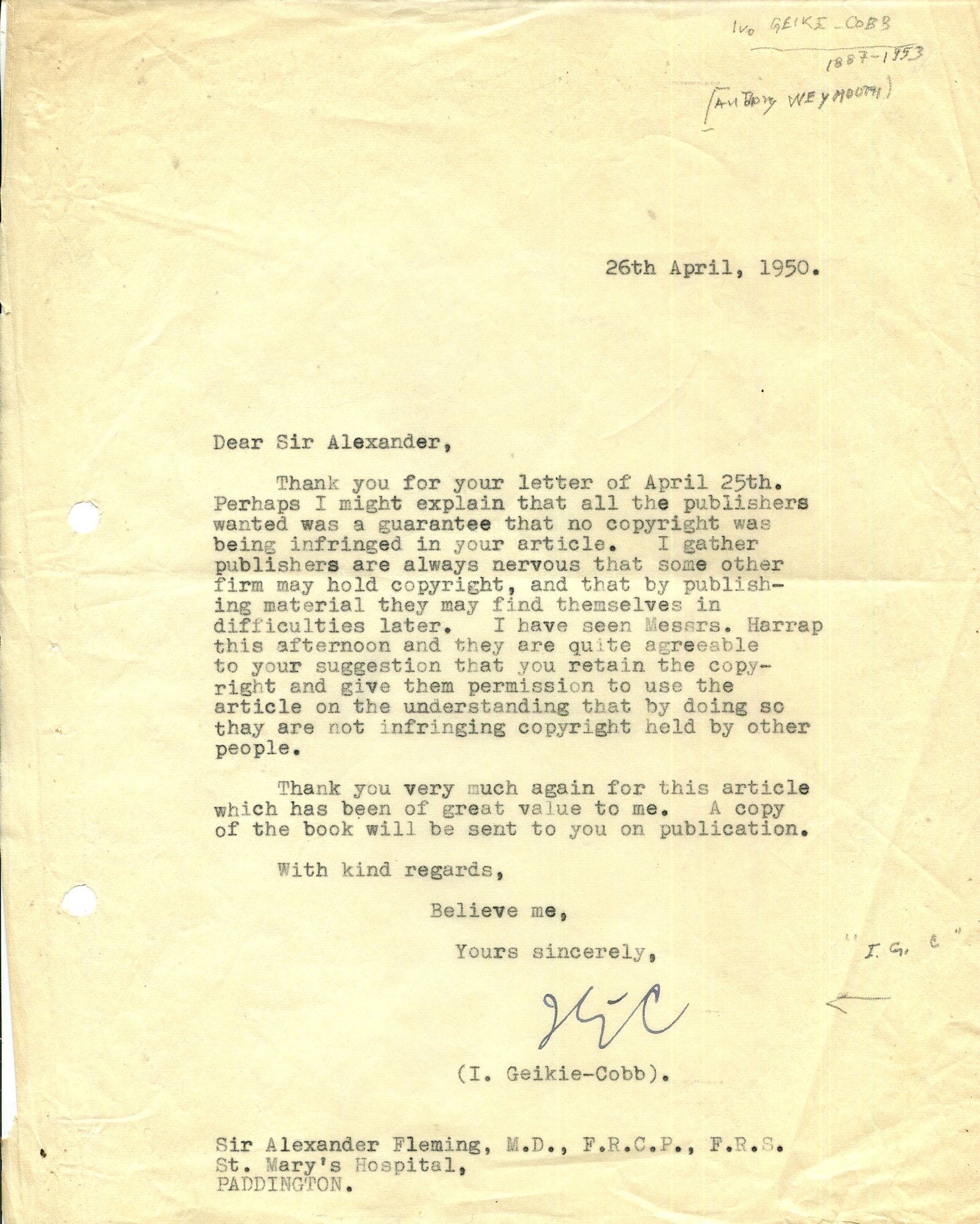 FLEMING ALEXANDER: (1881-1955) - 2