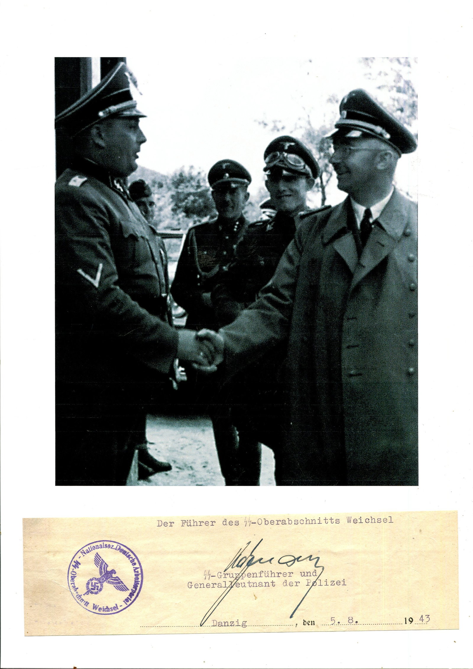 KATZMANN FRITZ: (1906-1957): KATZMANN FRITZ: (1906-1957) German SS-Gruppenfuhrer of World War II who perpetrated genocide in many cities during the Holocaust in occupied Poland. Fountain pen ink signature ('Katzmann') with a few