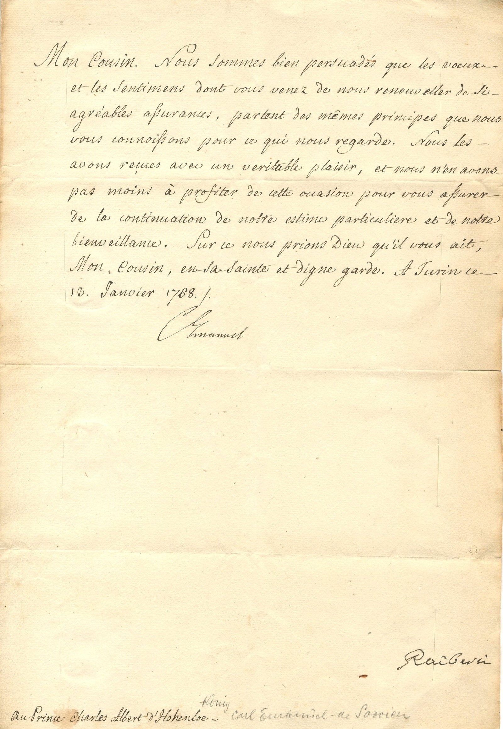 CHARLES EMMANUEL III: (1701-1773) (1 of 2)
