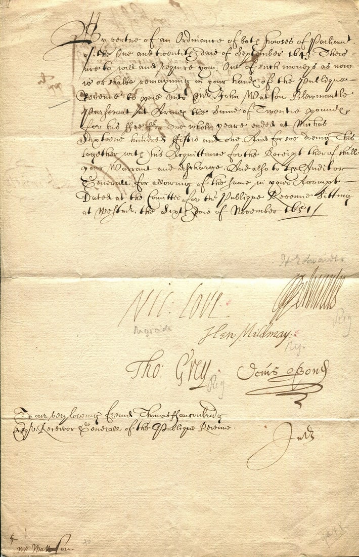[REGICIDES]: GREY THOMAS: (c.1623-1657): [REGICIDES]: GREY THOMAS: (c.1623-1657) Lord Grey of Groby, English Parliamentarian politician and regicide, the second signatory to King Charles I´s death warrant on 29th January 1649. A good