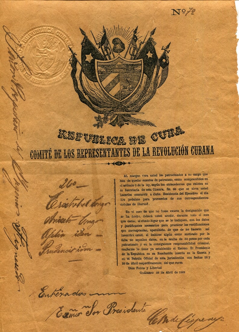 CESPEDES DEL CASTILLO CARLOS MANUEL: (1819-1874) (1 of 1)