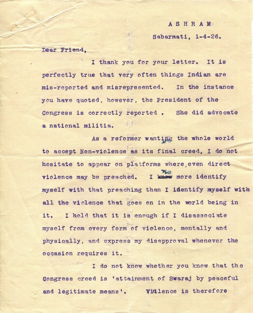 GANDHI MAHATMA: (1869-1948) ? I hold that it is enough if I disassociate myself from every form of (1 of 3)