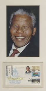 MANDELA NELSON: (1918- ) President of South Africa: MANDELA NELSON: (1918- ) President of South Africa 1994-99. Nobel Peace Prize winner, 1993. Signed First Day Cover featuring a colour design commemorating the Presidential Inauguration, 10th May 1994,