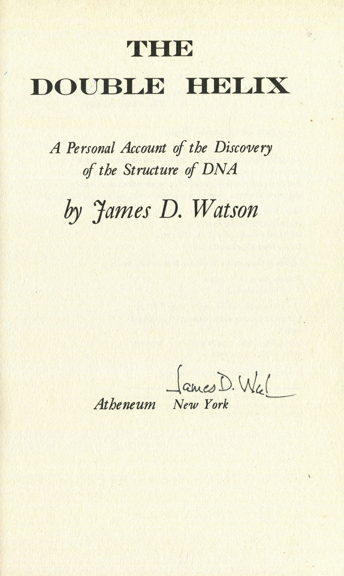 WATSON JAMES D.: (1928-2025): WATSON JAMES D.: (1928-2025) American molecular biologist, co-author with Francis Crick of the academic paper proposing the double helix structure of the DNA molecule. Nobel Prize winner in