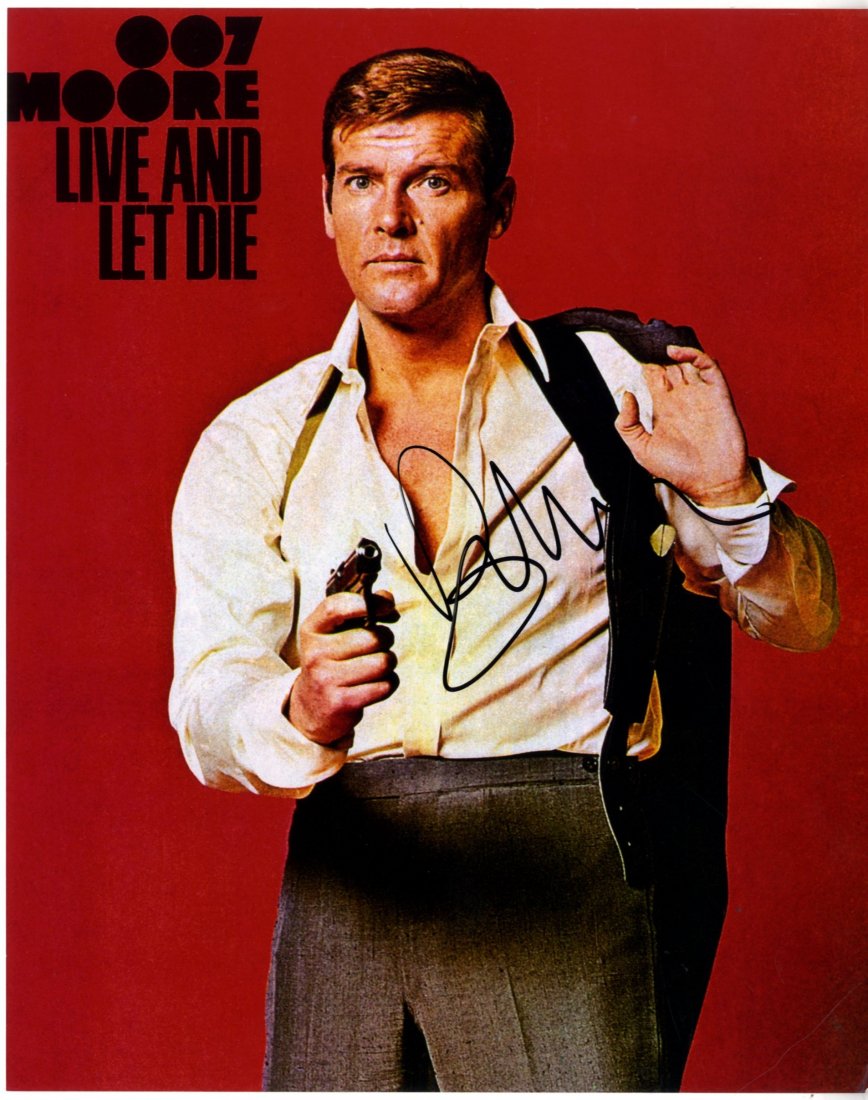 JAMES BOND: Selection of signed 8 x 10's, T.L.S (1), by: JAMES BOND: Selection of signed 8 x 10's, T.L.S (1), by various actors and actresses who have starred in the James Bond films including Roger Moore (2), Maryam d'Abo, Britt Ekland, Lynn Holly Johnson,