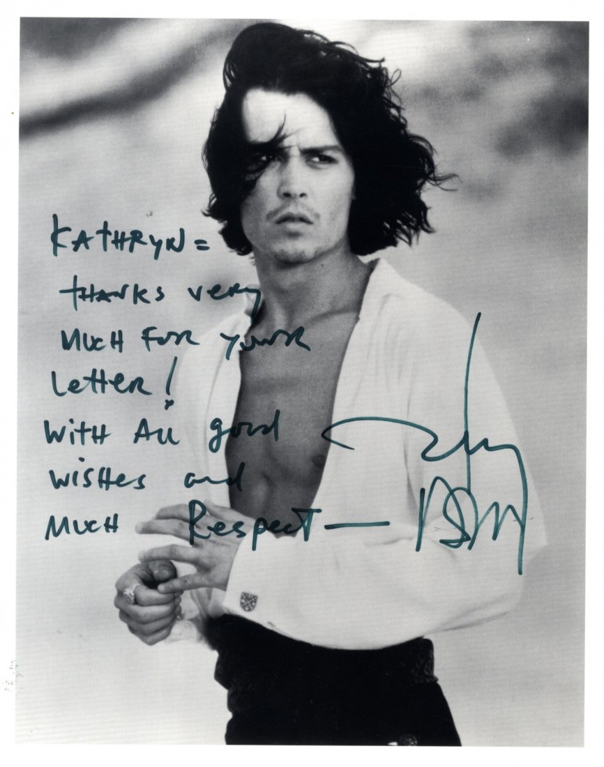 ACTORS: Selection of signed postcard photographs and: ACTORS: Selection of signed postcard photographs and slightly larger, some 8 x 10s, by various actors including Johnny Depp, Pete Postlethwaite, Ron Moody, William Lucas, Frank Finlay, Robert Flemyng,