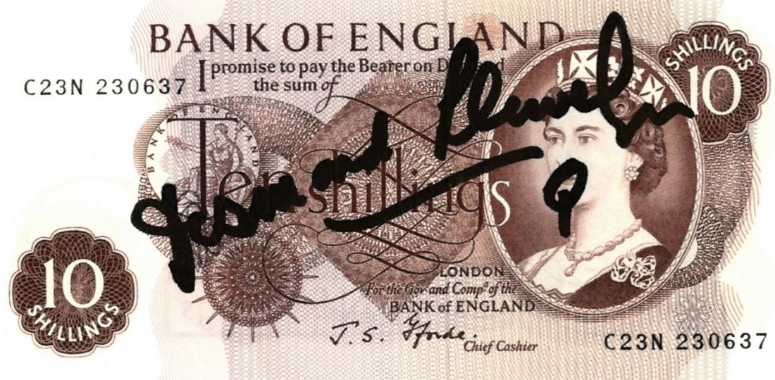 JAMES BOND: An unusual selection of Bank of England One: JAMES BOND: An unusual selection of Bank of England One Pound and Ten Shilling bank notes individually signed by various actors and actresses associated with the James Bond films comprising Charles Gr