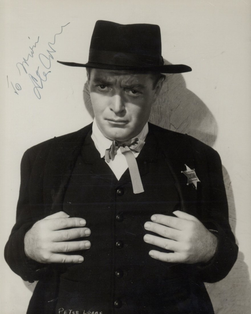 LORRE PETER: (1904-1964) Hungarian-born American Actor,: LORRE PETER: (1904-1964) Hungarian-born American Actor, remembered for his screen roles alongside Humphrey Bogart and Sydney Greenstreet. An excellent vintage signed and inscribed 8 x 10 photograph, t