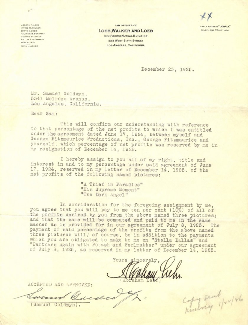 DIRECTORS: Selection of signed pieces and album pages: DIRECTORS: Selection of signed pieces and album pages etc., by various Film Directors etc., comprising John Ford, Raoul Walsh, Frank Capra, Billy Wilder, King Vidor, Busby Berkeley (D.S., being a Pett