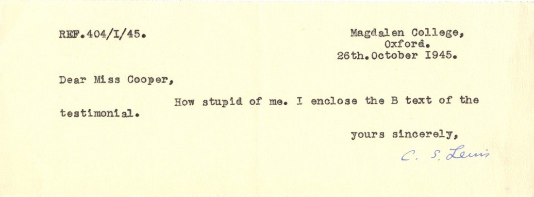 LEWIS C. S: (1893-1963) Irish Novelist & Academic, (1 of 1)