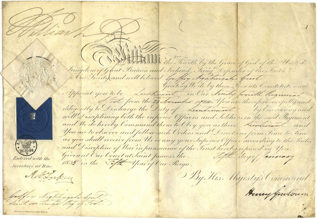 WILLIAM IV: (1765-1837) King of the United Kingdom of: WILLIAM IV: (1765-1837) King of the United Kingdom of Great Britain & Ireland 1830-37. D.S., William R, as King, at the head, one page (vellum), oblong folio, Court at Saint James's, 5th January 1835.