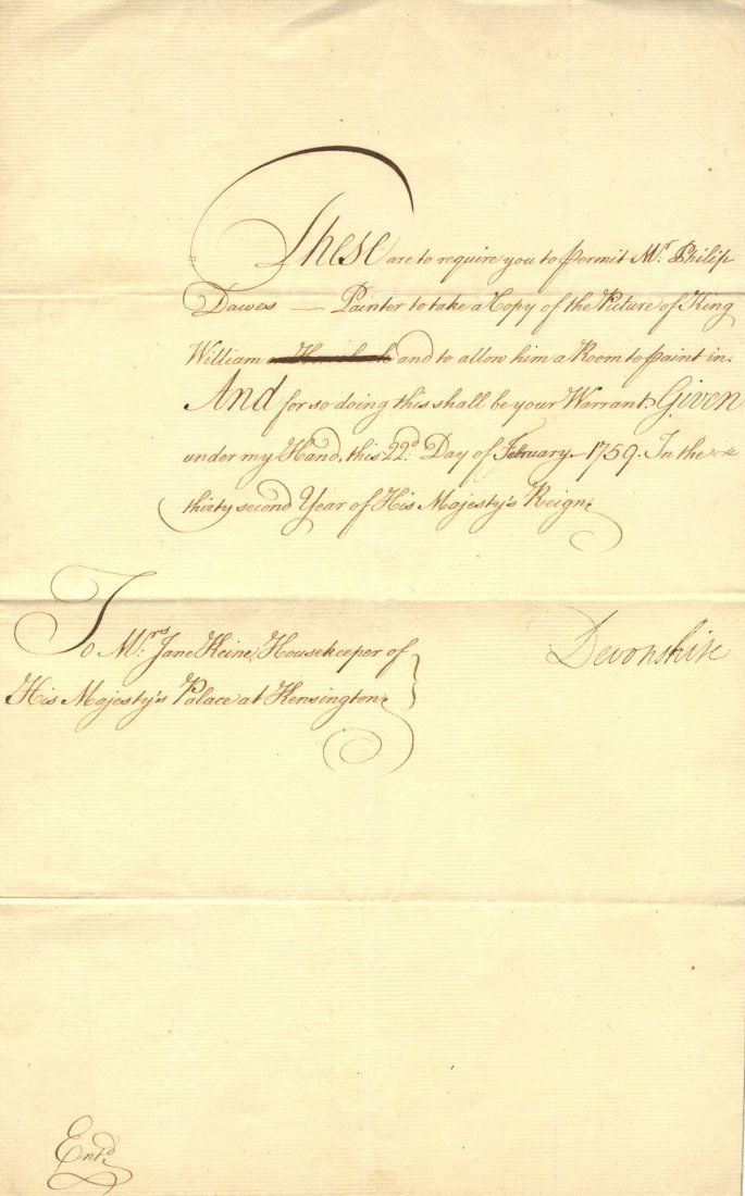 DEVONSHIRE DUKE OF: (1720-1764) British Prime Minister (1 of 1)