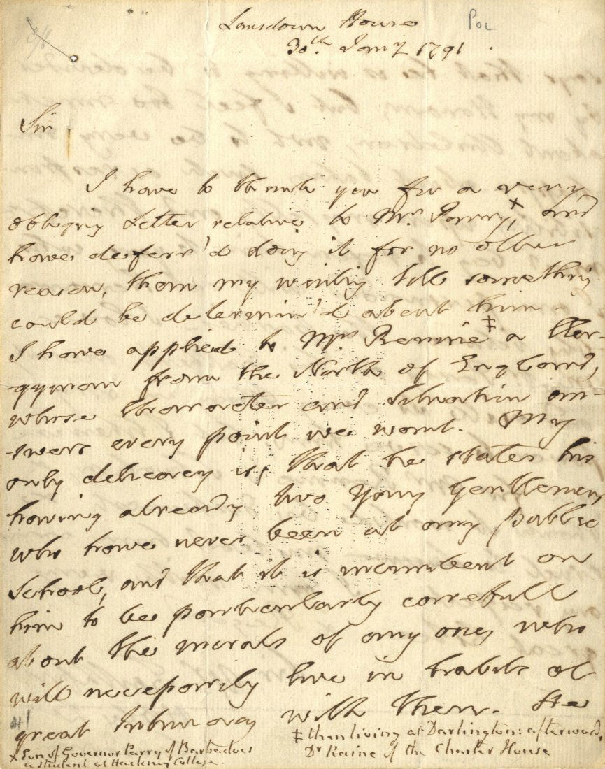 SHELBURNE EARL OF: (1737-1805) British Prime Minister (1 of 2)