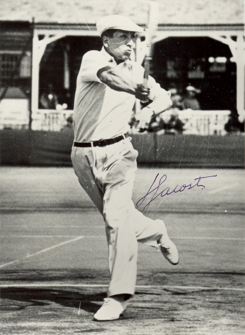 LACOSTE RENÉ: (1904-1996) French Tennis Player &: LACOSTE RENÉ: (1904-1996) French Tennis Player & Businessman. Nicknamed "the Crocodile" because of his tenacity on the court. Worldwide known as the creator of the Lacoste tennis shirts. Signed 4 x 6