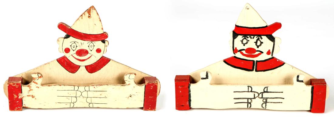 2 American Folk Art "Clown" Towel Racks (1 of 5)