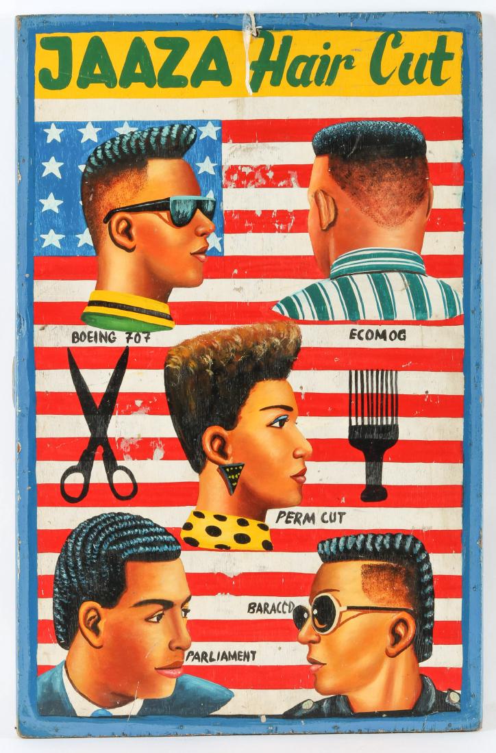 "Jaaza Hair Cut" Coiffure Advertising Sign (1 of 2)