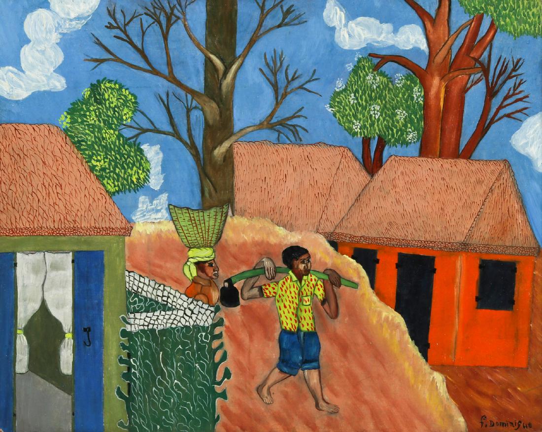 F. Dominique (Haitian, 20th c.) Working Couple Heading (1 of 4)
