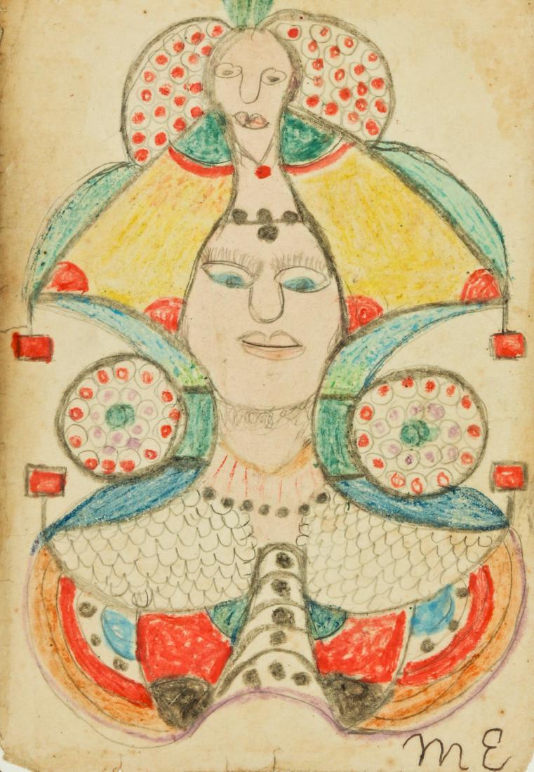 Minnie Evans (1892-1987) Faces (1 of 4)