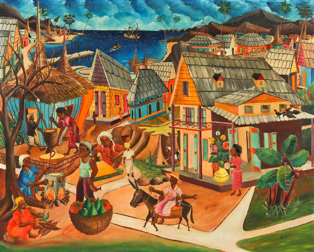 Pauléus Vital (Haitian/Jacmel, 1918-1984) Jacmel Market (1 of 4)