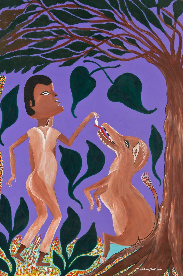 Gelin Buteau (Haitian, 1954-2000) Man Feeding Dog (1 of 4)