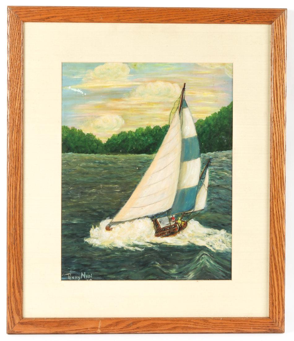 Penny Neri (American, 20th c.) Sailboat at Sunset (1 of 3)