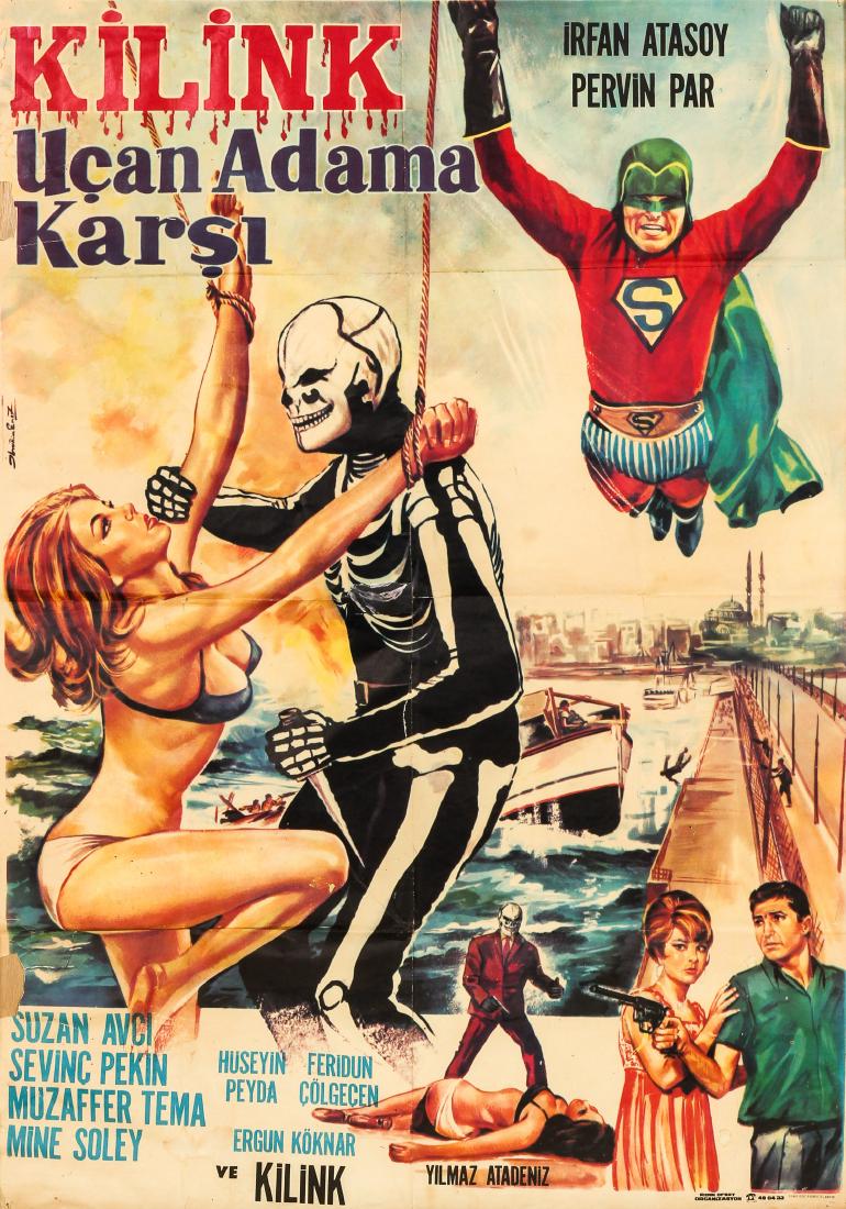Vintage Turkish Movie Poster: "Kilink Ucan Adama Karsi" (1 of 5)