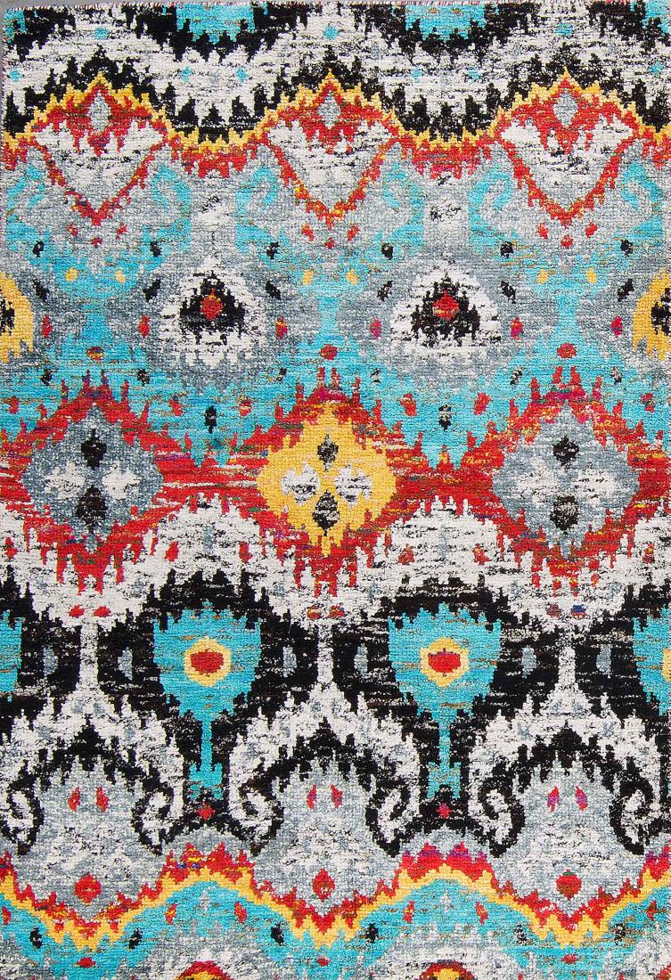 Ikat Sari Silk Rug: 5'3'' x 7'6'' (1 of 4)