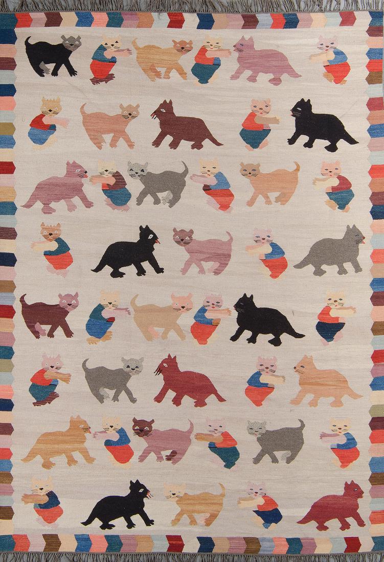 Turkish Folk Kilim: 7'5'' x 10'4'': Turkish Folk Kilim: 7'5'' x 10'4'' (226 x 315 cm) handwoven kilim, natural dyes, handspun wool. NOTE: Pre-Auction Exhibition: March 25-26, 11am-5pm. Exhibition and Pick Up Location: Michaelian and Koh