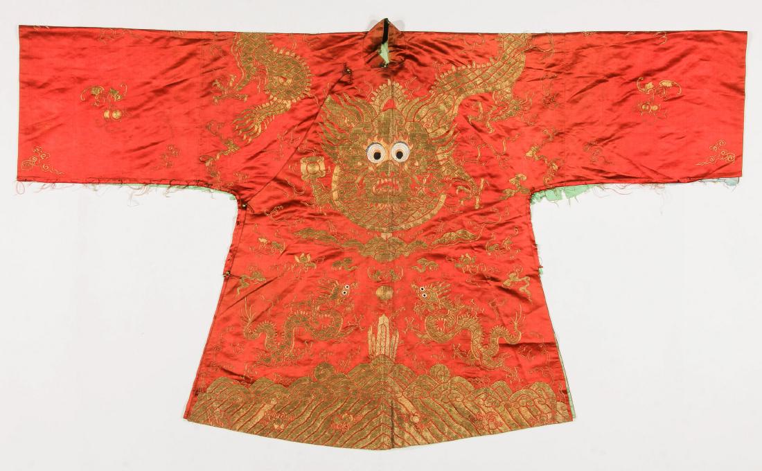 Antique Chinese Silk Embroidered Dragon Robe (1 of 10)