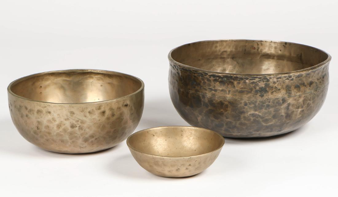 3 Vintage Indian Hammered Brass Bowls (1 of 4)