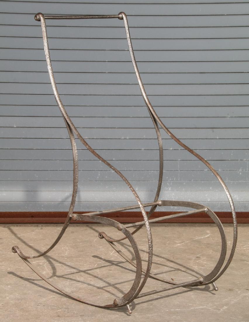Antique English RW Winfield Strap Iron Rocker Frame: Antique English RW Winfield Strap Iron Rocker Frame. Size: 51.5'' x 21.5'' x 38.25'' (131 x 55 x 97 cm).