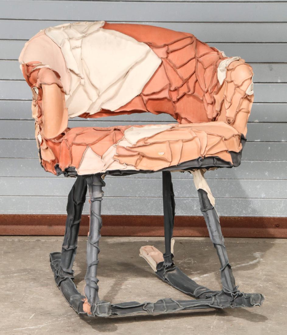 Pepe Heykoop (Netherlands) Skin Collection Rocking: Pepe Heykoop (Netherlands) Skin Collection Rocking Chair. Pieced leather clad rocker. Size: 31'' x 25'' x 30.5'' (79 x 64 x 77 cm).