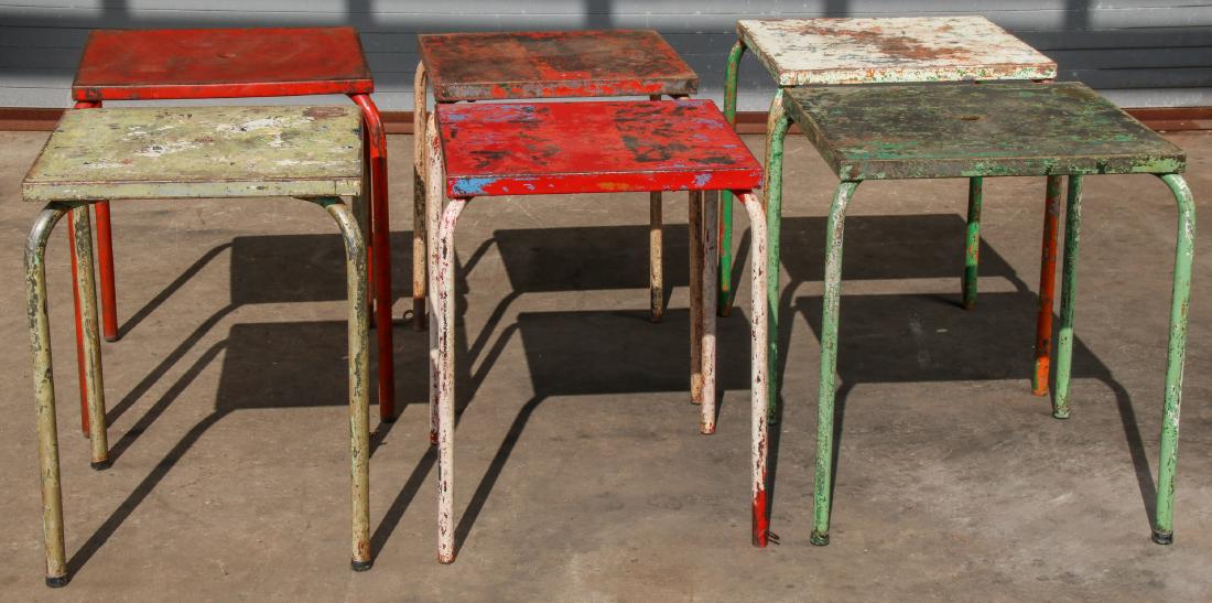 6 French Painted Steel Bistro Tables (1 of 6)