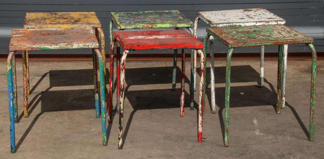 6 French Painted Steel Bistro Tables (1 of 5)