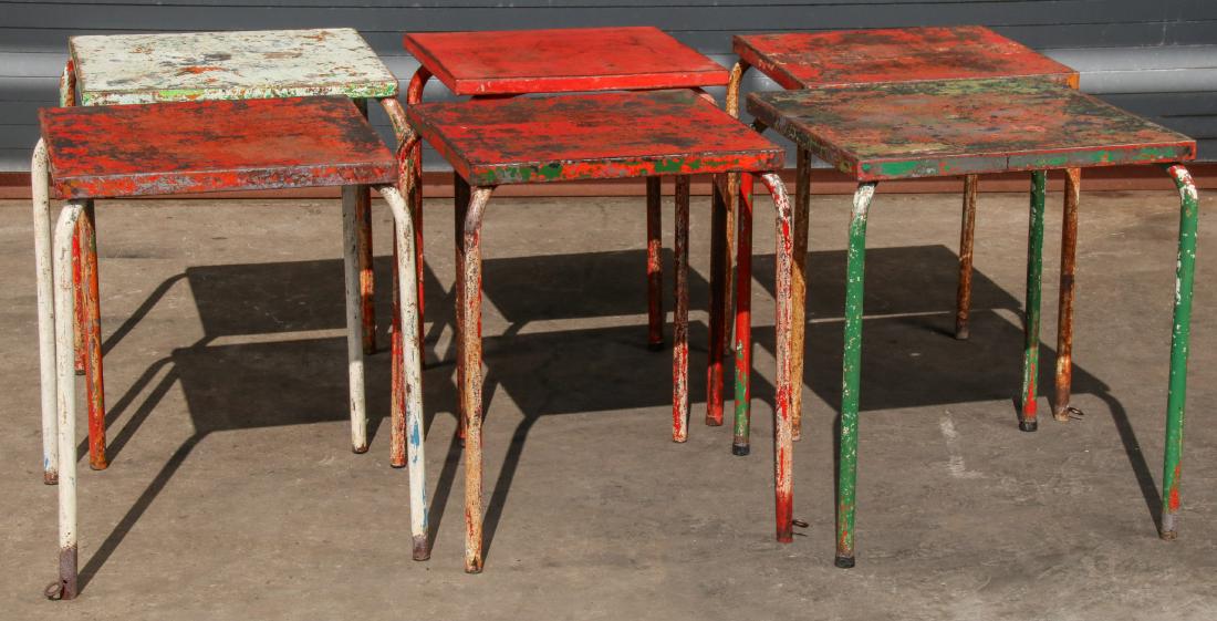 6 French Painted Steel Bistro Tables (1 of 5)
