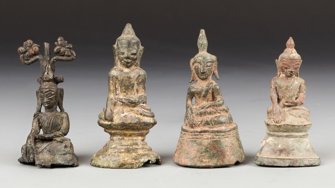 3 Antique Burmese Buddha Statues and 1 Laos Buddha (1 of 3)