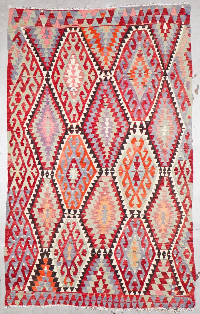 Semi-Antique Turkish Kilim: Size: 6' x 9'10'' (183 x (1 of 5)