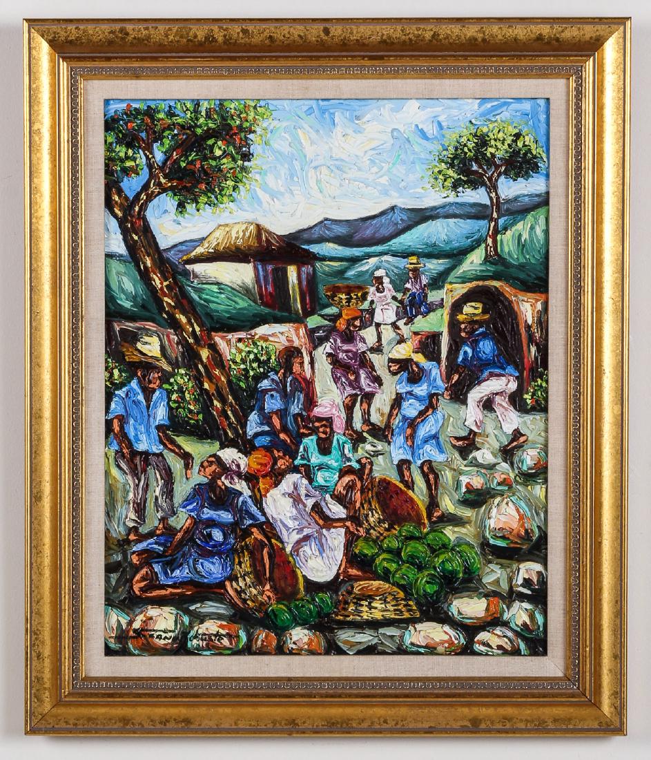 Franck Robuste (Haitian, 20th c.) Market Scene (1 of 4)