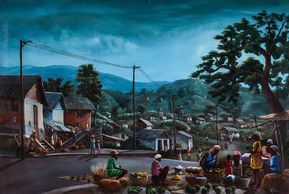 Jean Felix DeFournoy (20th c.) Roadside Market: Jean Felix DeFournoy (Haitian, 20th c.) Roadside Market, 1978, painting on canvas, signed. Provenance: Alex Dube collection. Size: 24'' x 35.75'', 61 x 91 cm (stretcher).