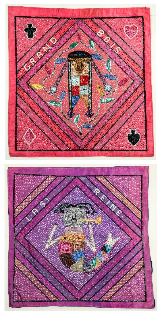 2 Haitian Vodou Drapeau Sequined Flags (1 of 9)