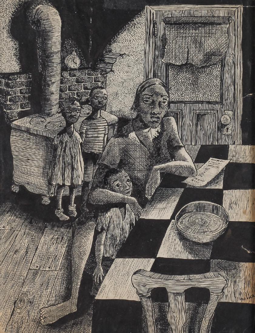 Jimmy Gibbez (20th c.) Interior Drawing (1 of 4)